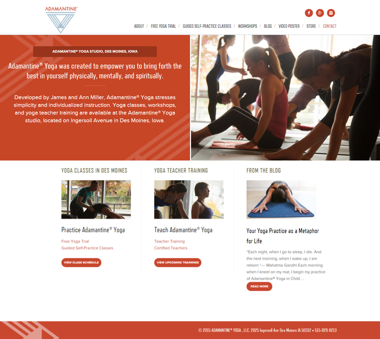 Adamantine® Yoga website screenshot