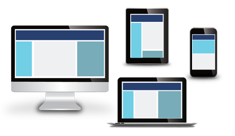 Web design displayed on desktop and mobile devices
