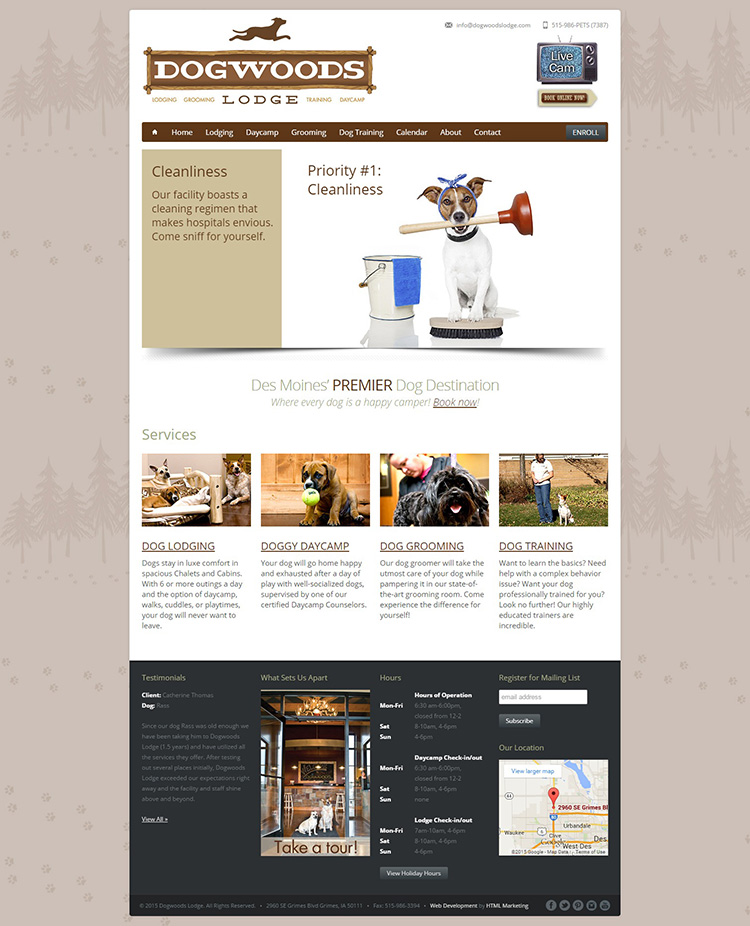 Dogwoods Lodge website screenshot