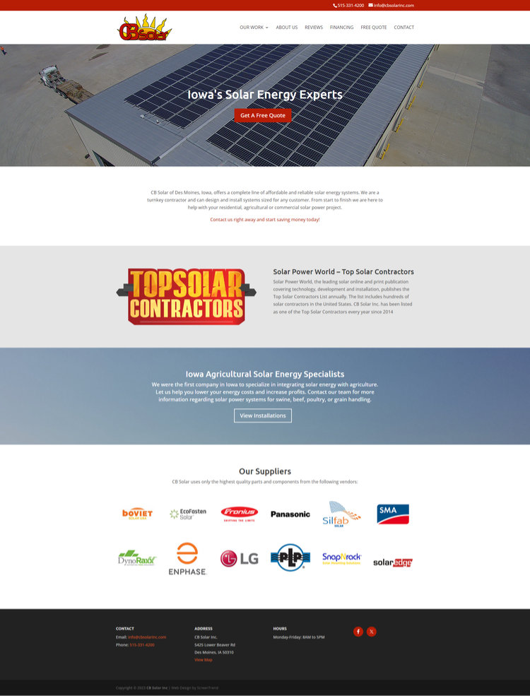 CB Solar Inc website screenshot