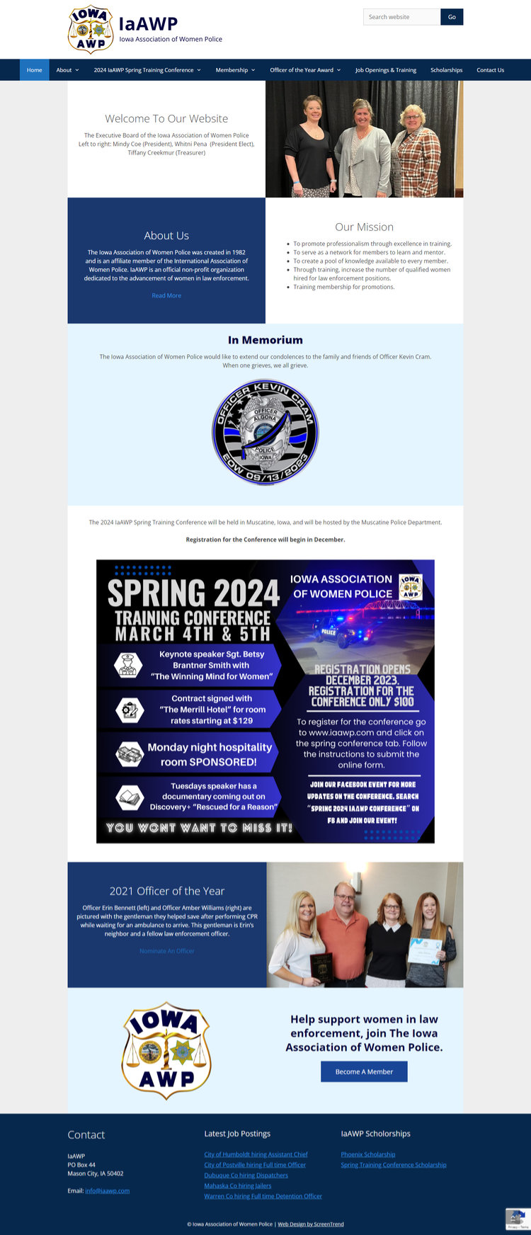 Iowa Association of Women Police website screenshot
