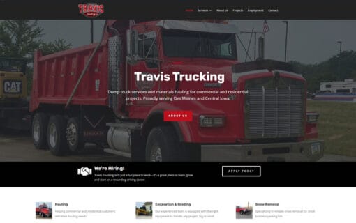 Travis Trucking website screenshot