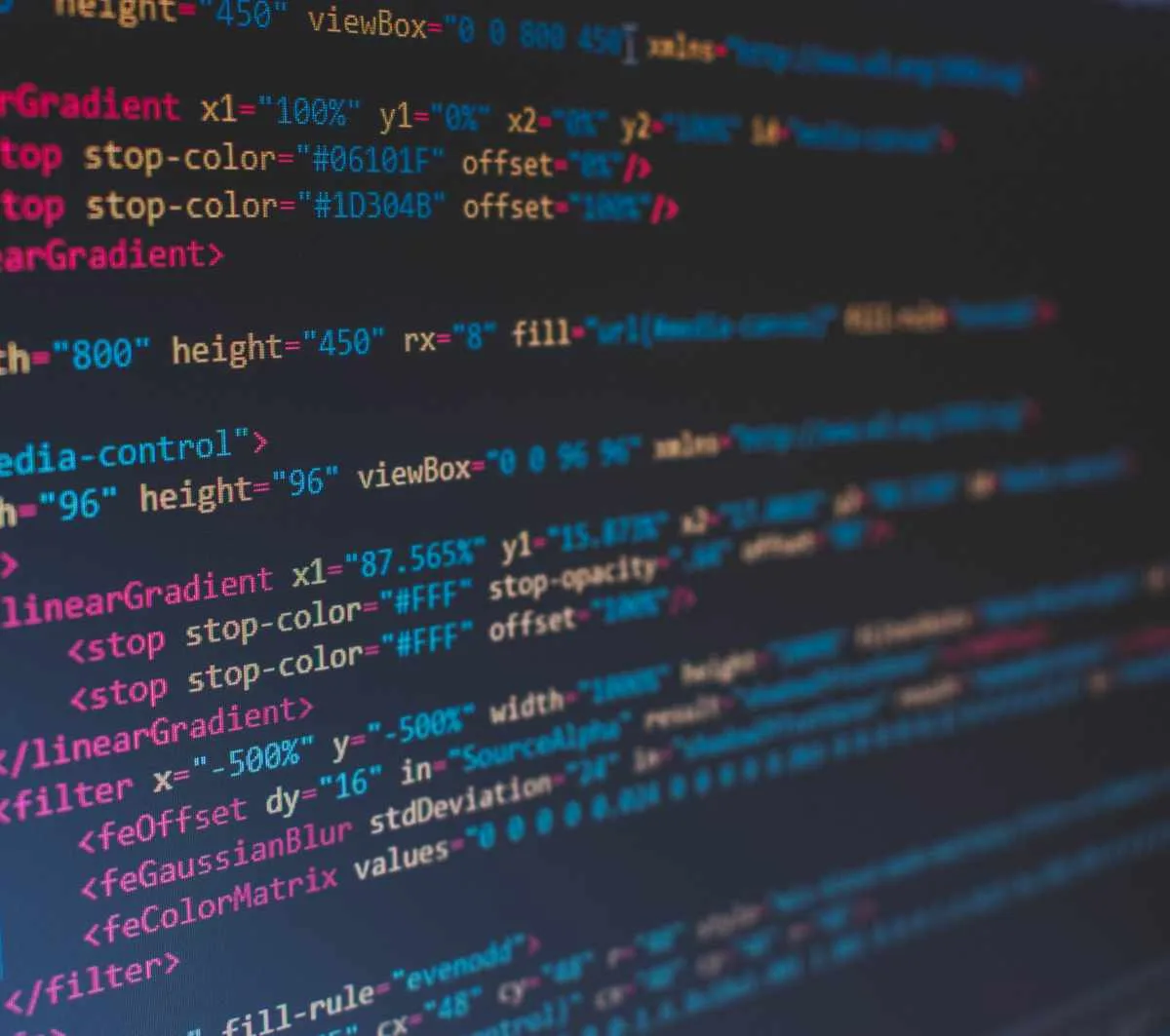 closeup web page code on a computer monitor