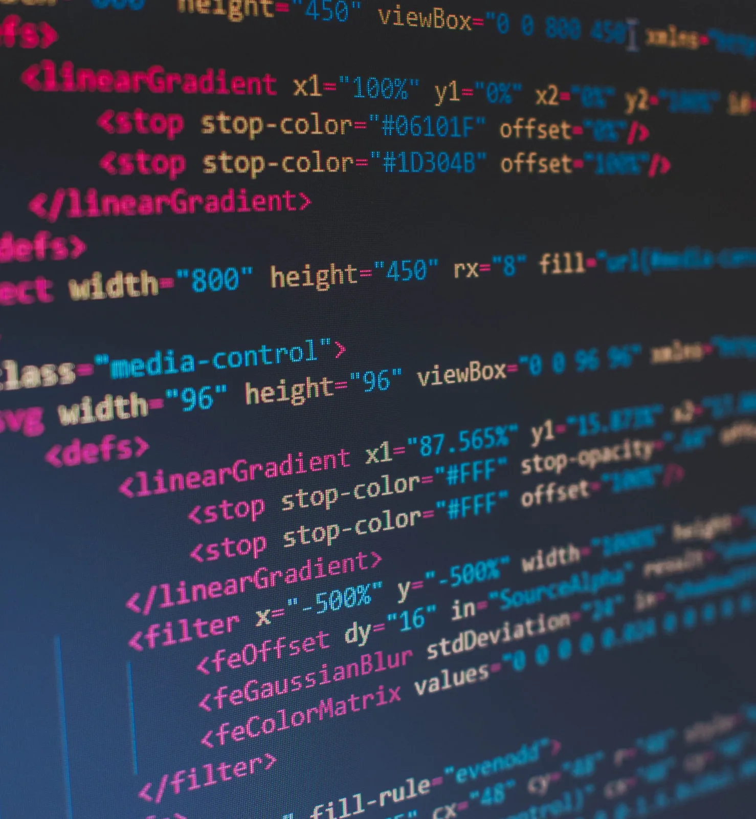 website-code-v2 Close-up of website code displayed on a computer monitor during web development